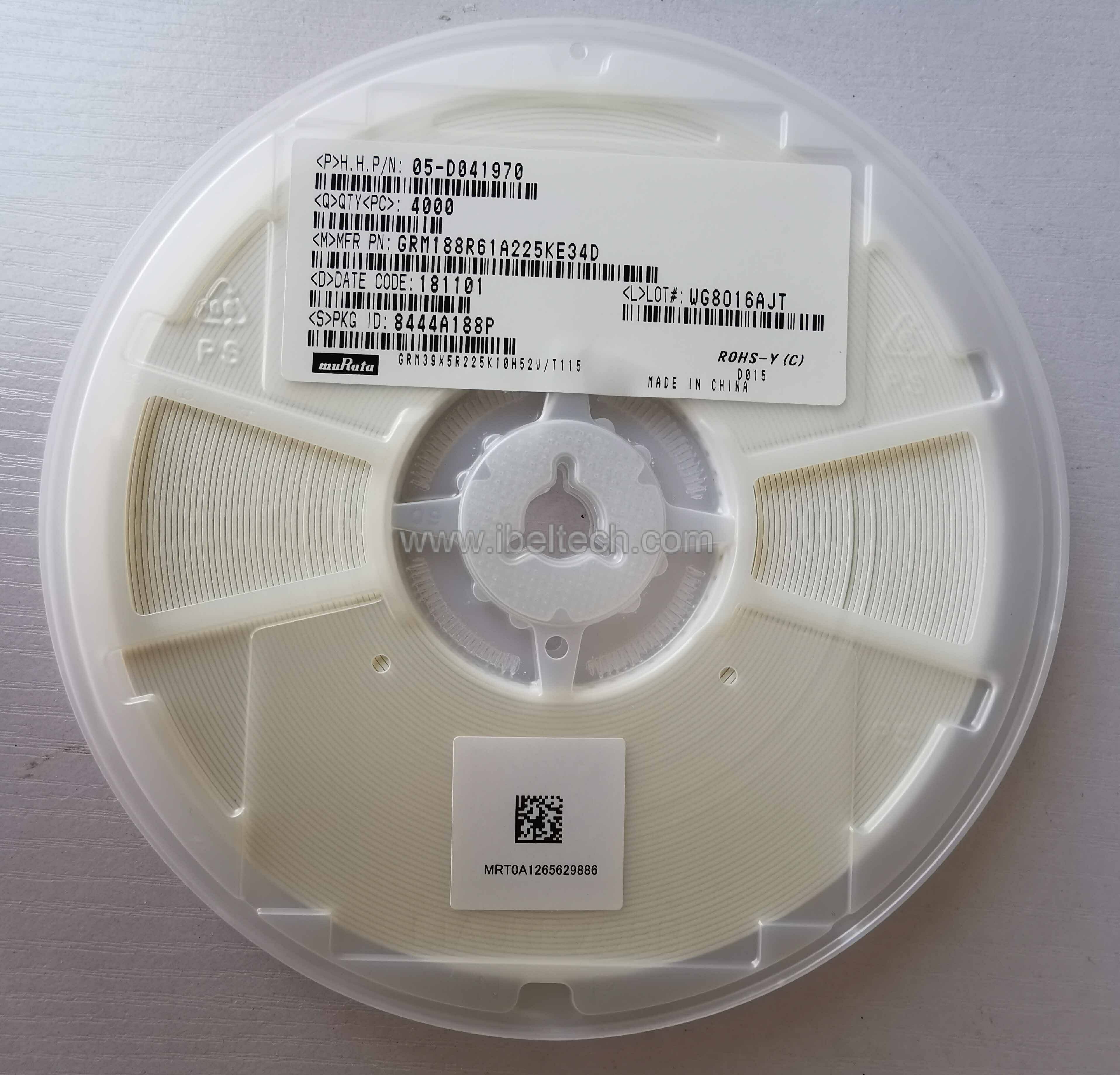 GRM188R61A225KE34D / 0603 2.2uF 10V X5R 10% MURATA ceramic capacitor